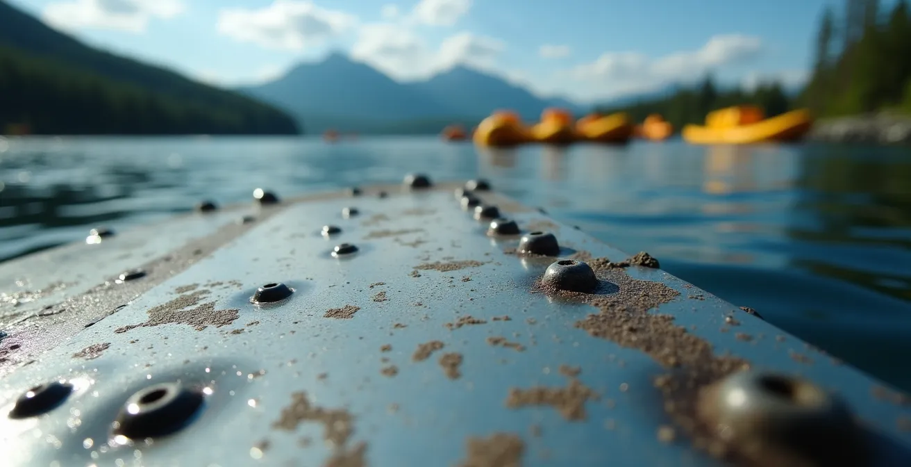 Float plane landing on pristine northern Canadian river with rafting expedition gear